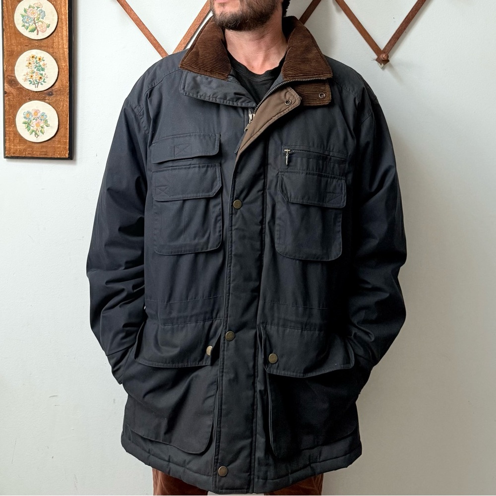Vintage 90s Corduroy Collar Field Coat - Picture 1 of 16